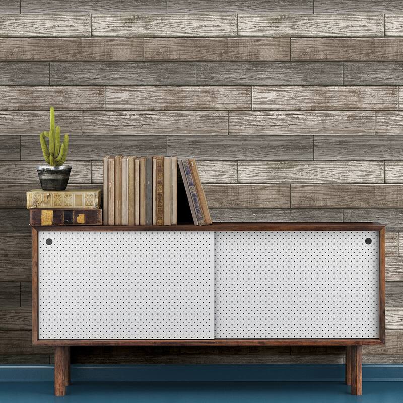 NuWallpaper Reclaimed Wood Plank Natural Peel & Stick Wallpaper - 216in x 20.5in x 0.025in