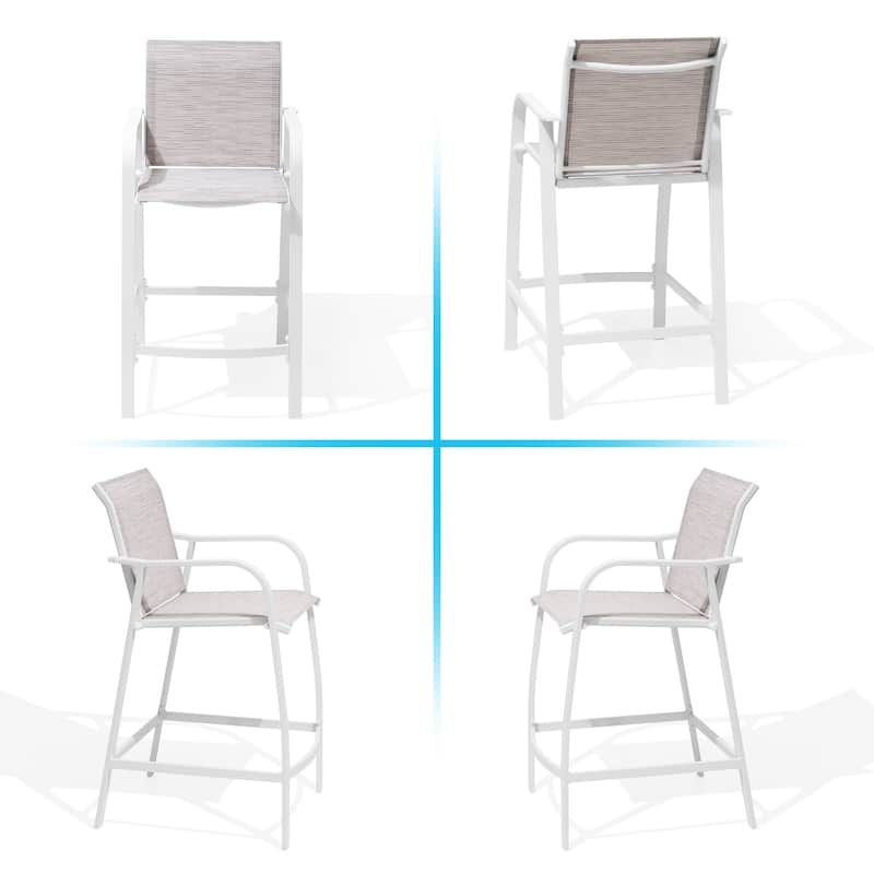 Crestlive Products Outdoor Outdoor Cast Aluminum Swivel Bar Stools with Sunbrella Cushion