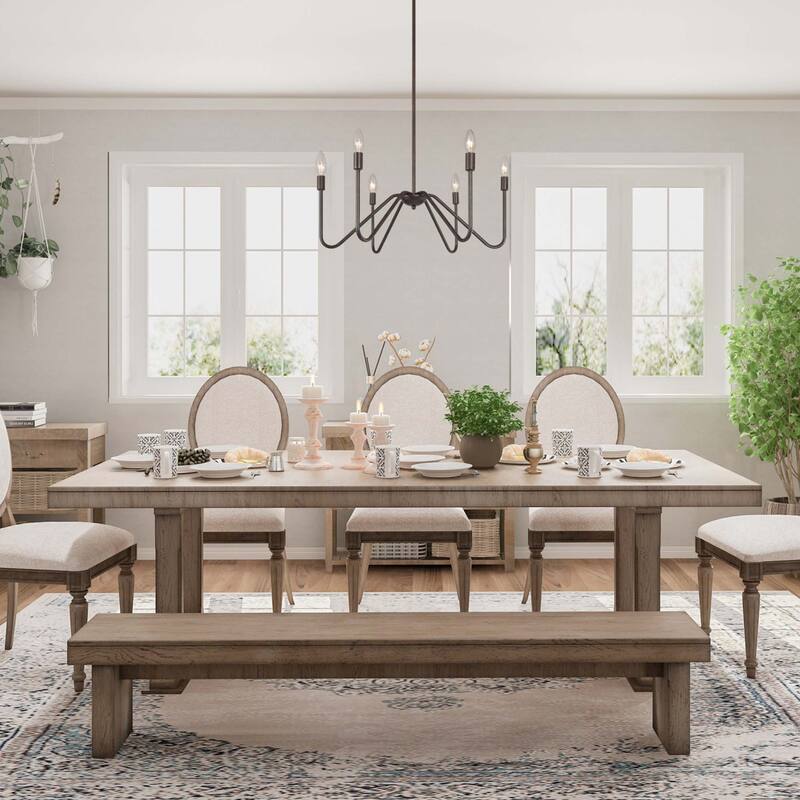 Farmhouse Bronze 6-light Rustic Chandelier Industrial Wheel Foyer Rod Pendant Metal - Rusty - L24.8" xW24.8 "xH9.8"