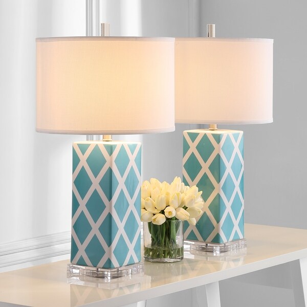 Safavieh Garden Lattice Table Lamp Set of 2 Light Blue