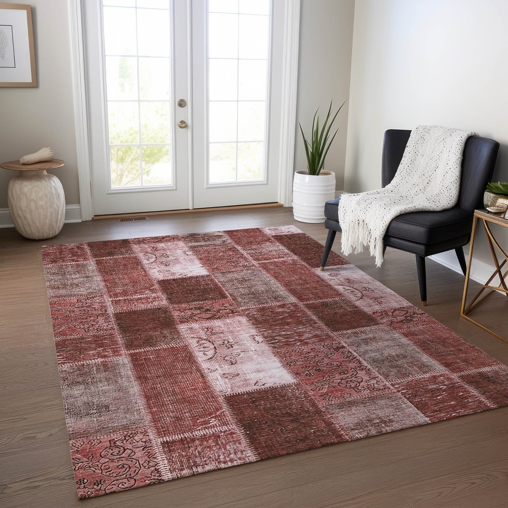 Machine Washable Indoor/ Outdoor Chantille Vintage Patchwork Rug