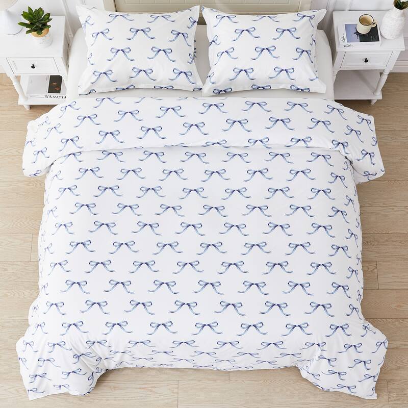 Gentle Ribbons Cotton Duvet Set Blue