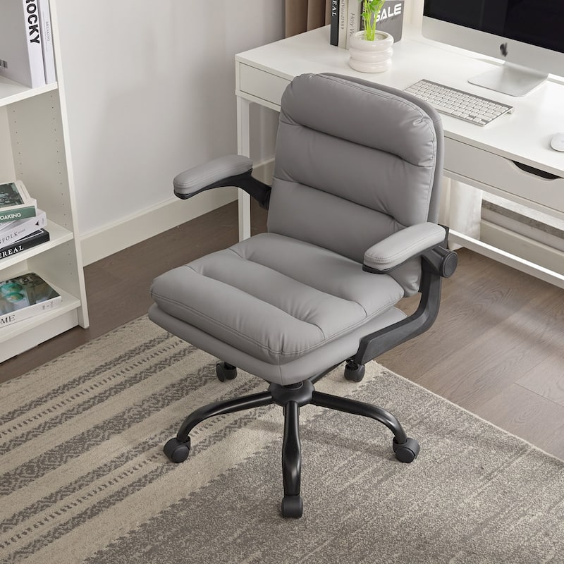 2 Pieces PU-Padded Home Office Desk Chair, Ergonomic Chair Computer Chair, Swivel Executive Office Chair