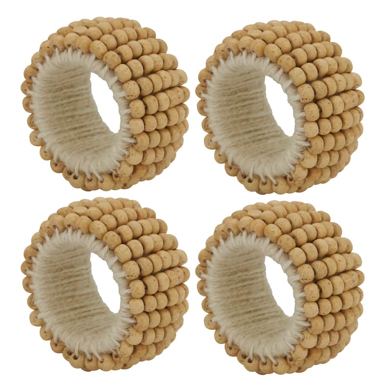 Napkin Rings With Wooden Bead Design (Set of 4)