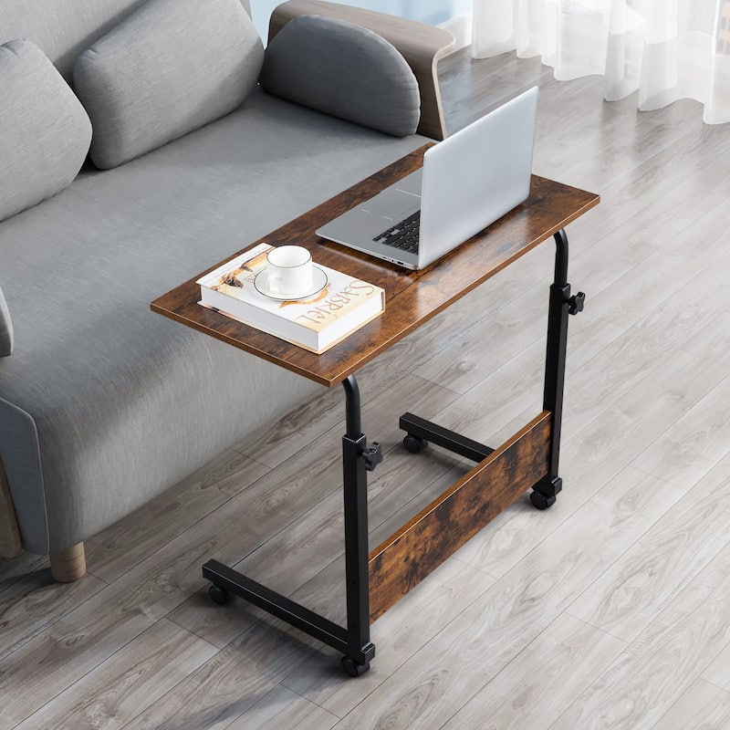 Rolling & Height adjustable Side Table,Modern End Table