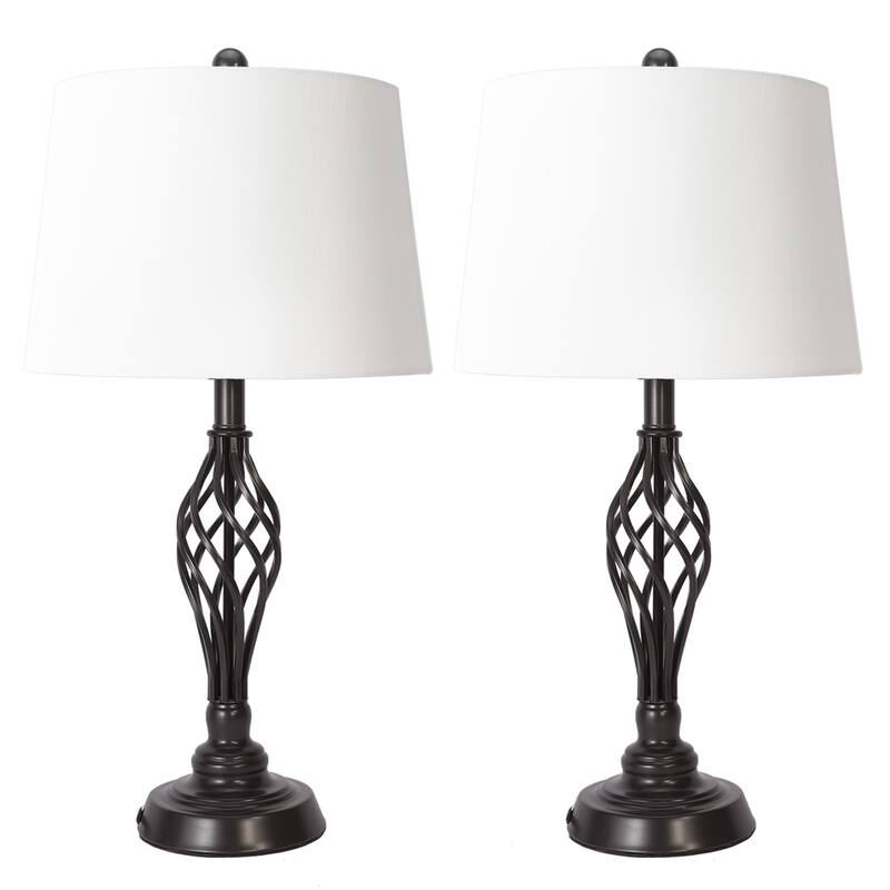 CO-Z 26" Bronze Farmhouse Table Lamps Bedroom Lamps Set of 2 - W12" x H26"