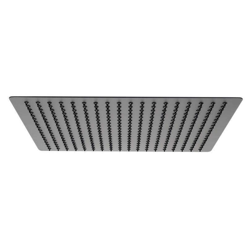 Matte Black Stainless Steel 16" Square Ultra-Thin Rain Shower Head