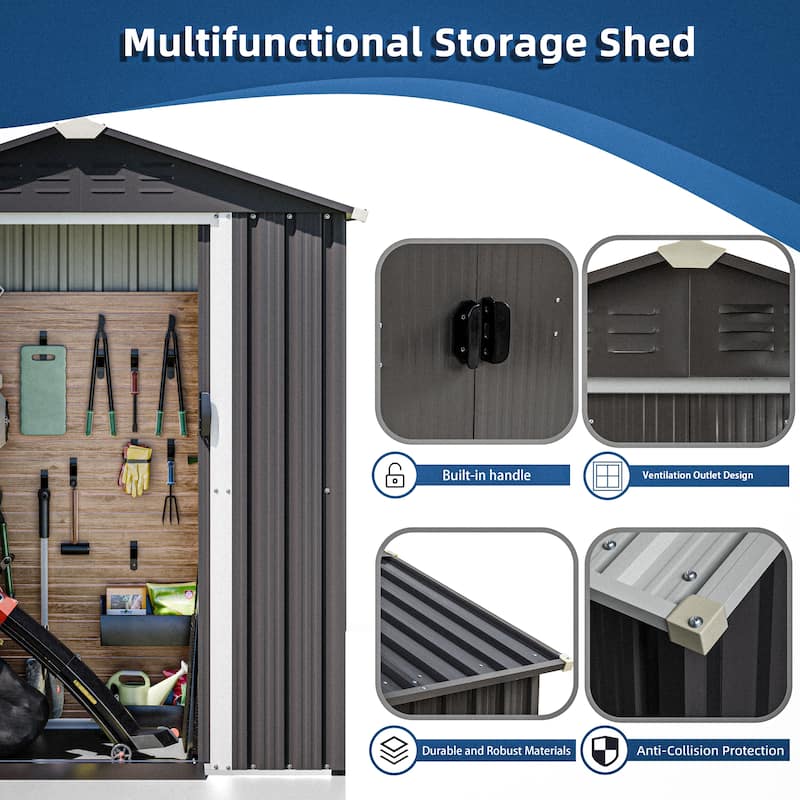 Futzca Outdoor Storage Shed with Ventilation, Multi-Purpose Tool Shed
