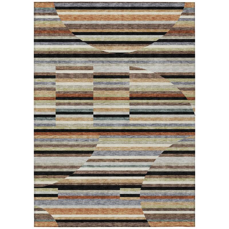 Machine Washable Indoor/ Outdoor Modern Cokedale Chantille Rug