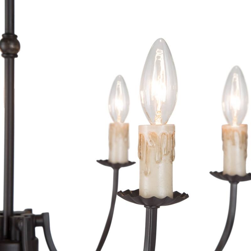 Farmhouse 6-Light Traditional Candle Chandelier for Dining Room - 22.5" D x 25" H
