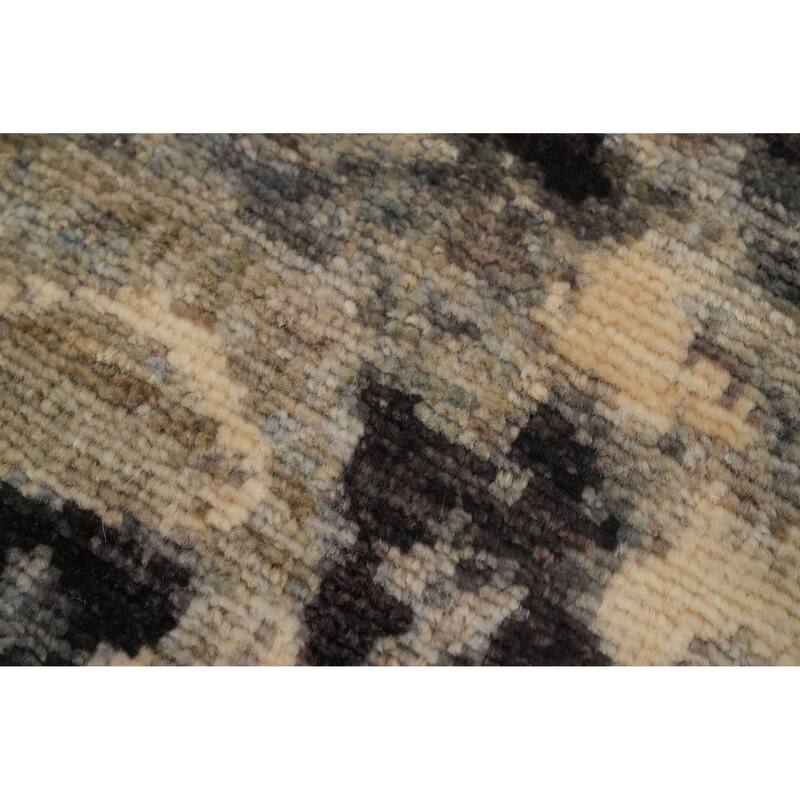 Hand Knotted Oriental 100% Wool Carpet Modern Abstract Greys & Charcoal Modern Area Rug - 4' 7'' X 2' 10''