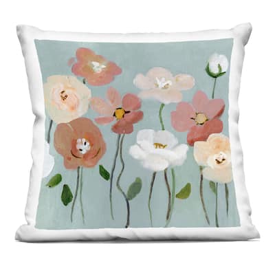 Stupell Boho Blooms on Blue Decorative Printed Throw Pillow Design by Charity Henderson