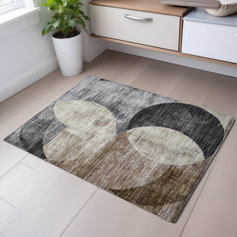 Premium Washable Super Soft Modern Geo Mayfield Rug - Pewter - 1'8" x 2'6"