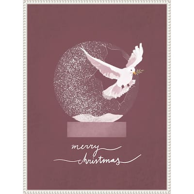 Snow globe Dove by Goed Blauw (23 x 30 in.), Framed Canvas Wall Art Print - Sylvie Beaded White