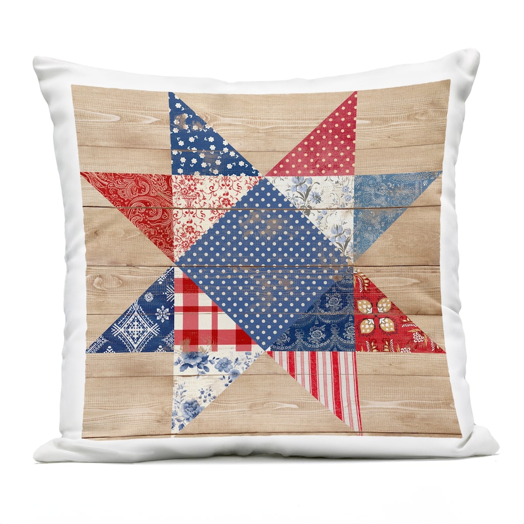 Stupell Rustic Americana Quilt Pattern Printed Outdoor Throw Pillow Design by Susan Arnot