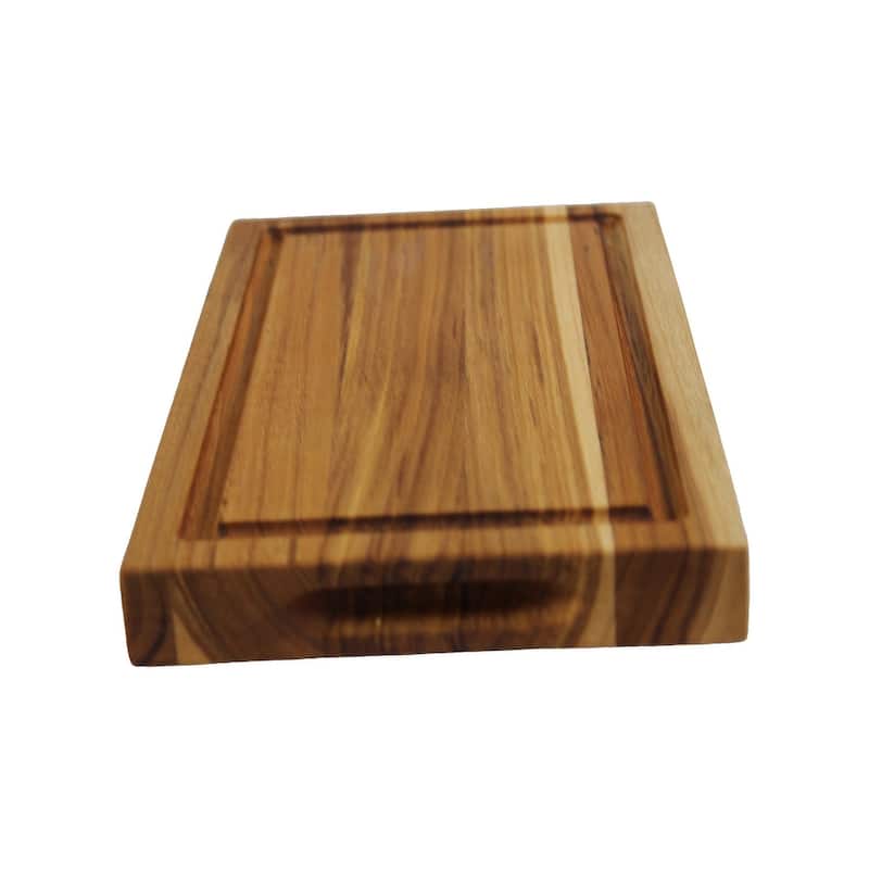 EcoDecors 10" x 6" Teak Cutting Board with Handle, 100% FSC Certified Edge Grain Wood, Snacks & Charcuterie Board