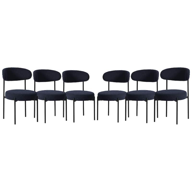 Bayville Mid-Century Curved Back Fabric Upholstered Metal Dining Chair (Set of 6)