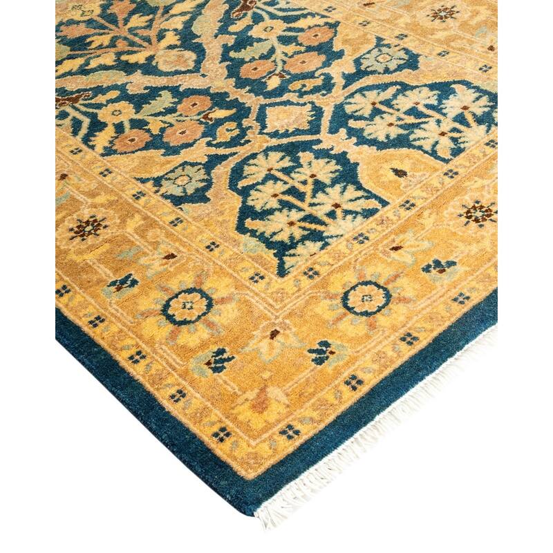 Ottoman, One-of-a-Kind Hand-Knotted Area Rug - Blue, 2' 7" x 10' 4" - 2' 7" x 10' 4"