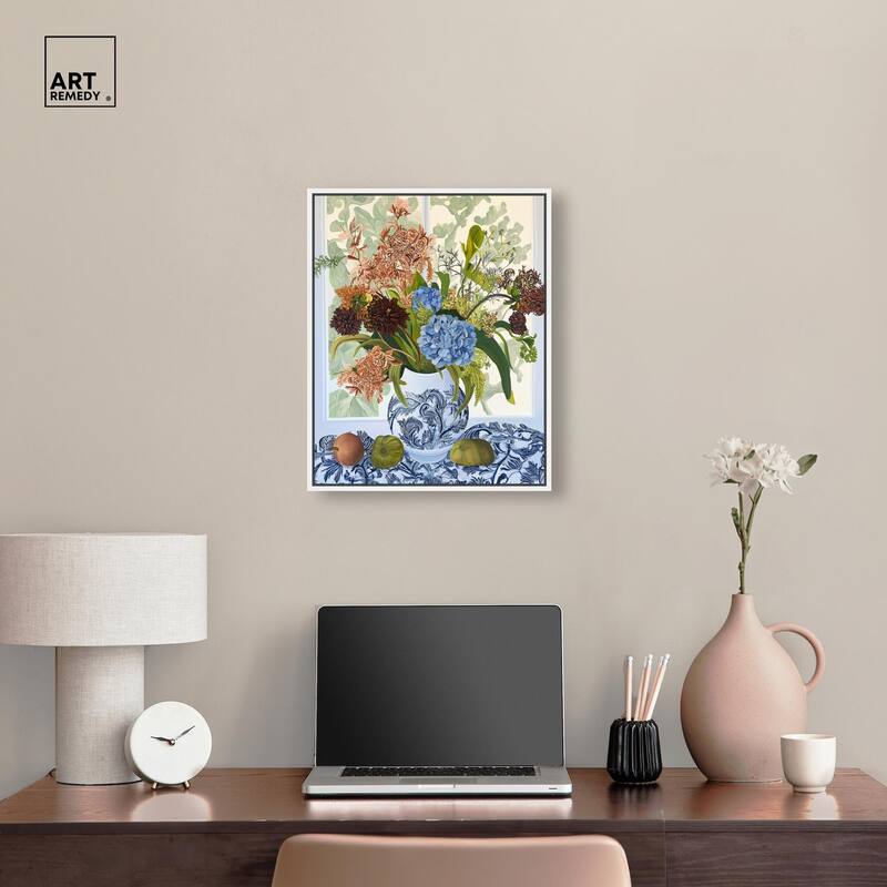 Blue Vase Bounty Canvas by Art Remedy