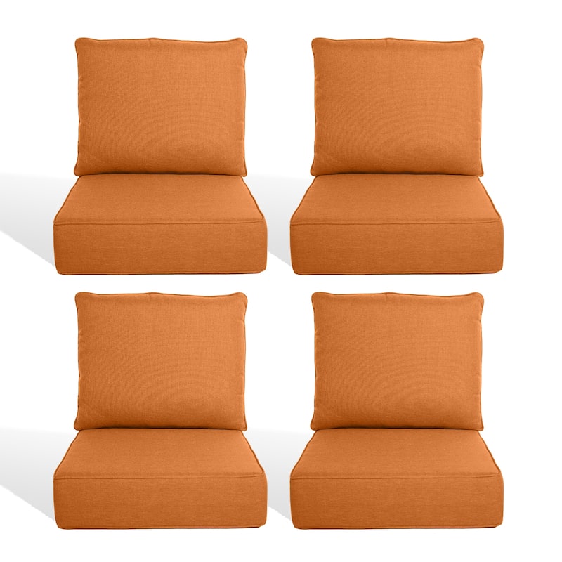 Pocassy 22"x24"x6" Inch Thick Cushions Pillows Indoor Outdoor Cushion 4 Set - Orange Cushion