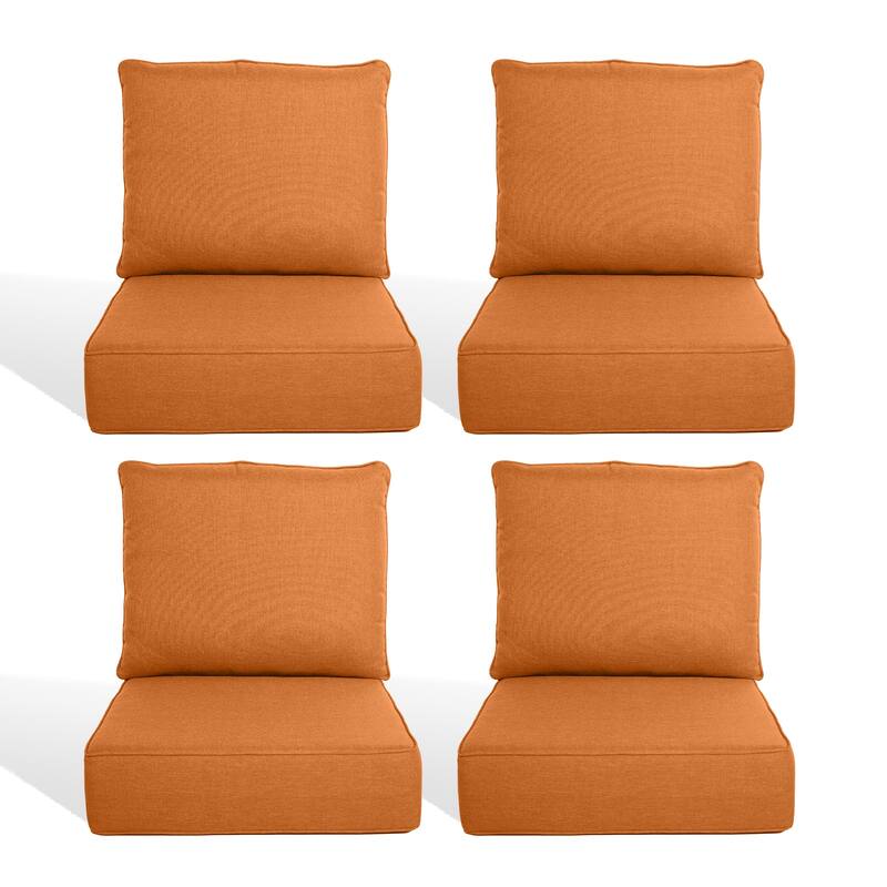Pocassy 22"x24"x6" Thick Cushions Pillows Indoor & Outdoor Cushion - 4 Set Seat & Back Cushion - Orange Cushion