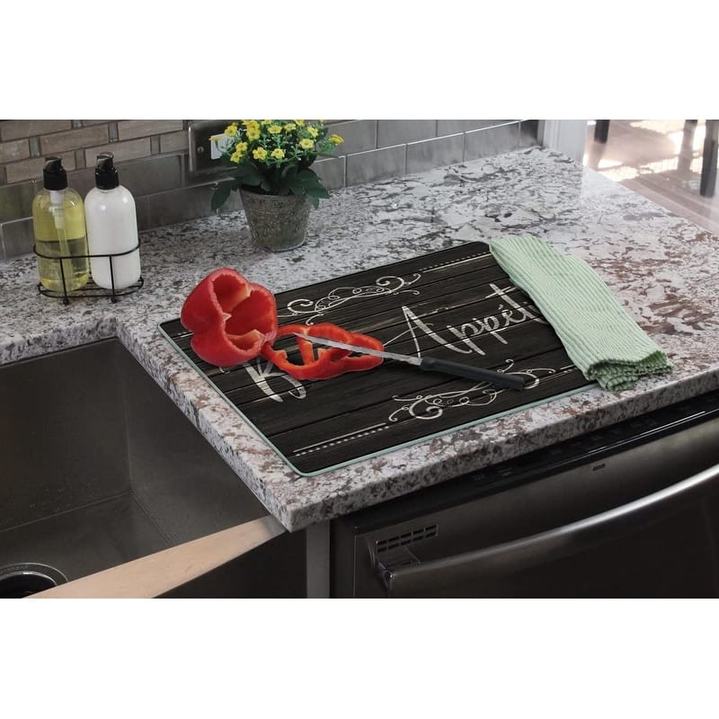 CounterArt Bon Appetit 3mm Heat Tolerant Tempered Glass Cutting Board 15" x 12" Made in the USA Dishwasher Safe