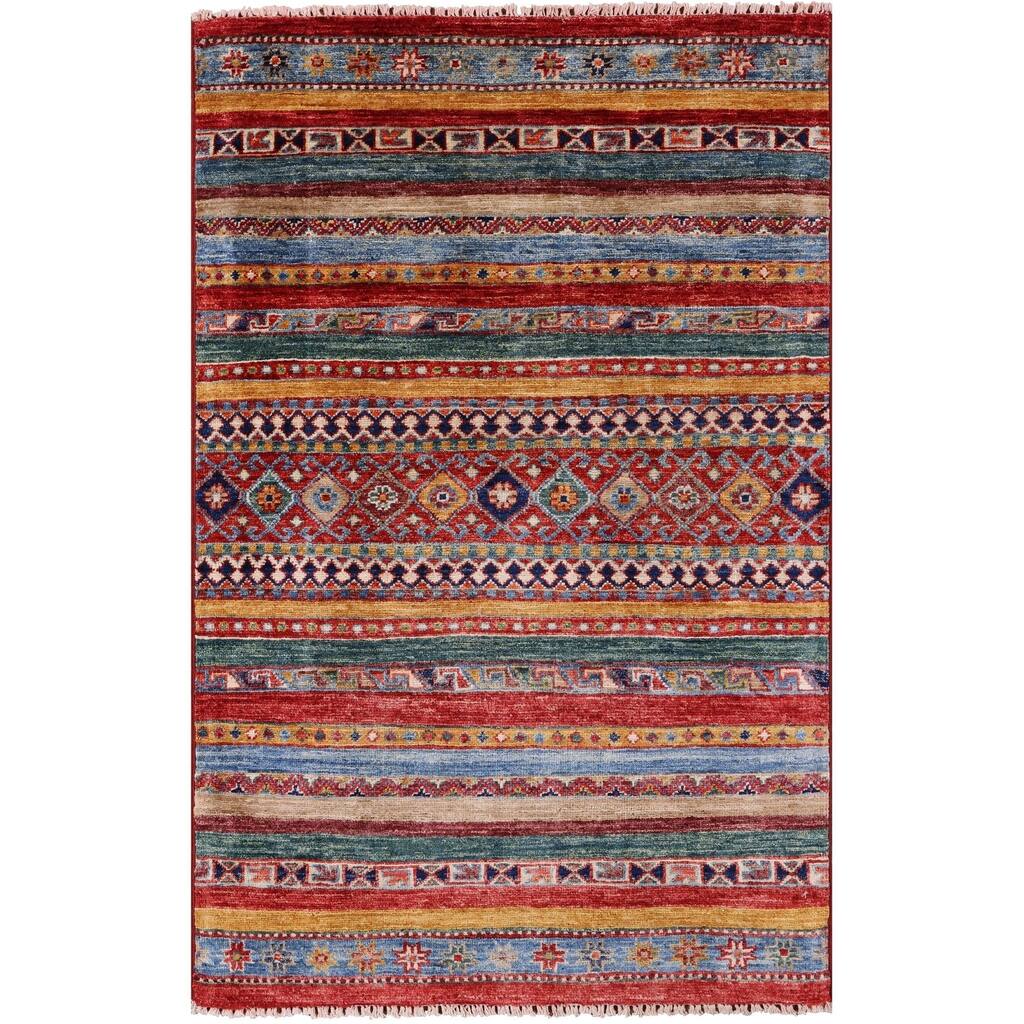 Golden Nile Khorjin Persian Gabbeh Hand Knotted Wool Rug - 2' 7" X 4' 0"