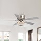 preview thumbnail 1 of 9, 48" Polished Nickel Low Profile Crystal Ceiling Fan with Light and Remote