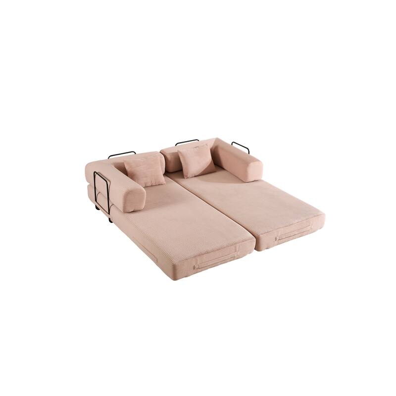 Convertible Sleeper Sofa Bed with Pillow, Modern Corduroy Folding Mattress Couch, Floor Sofa Lounge for Compact Spaces