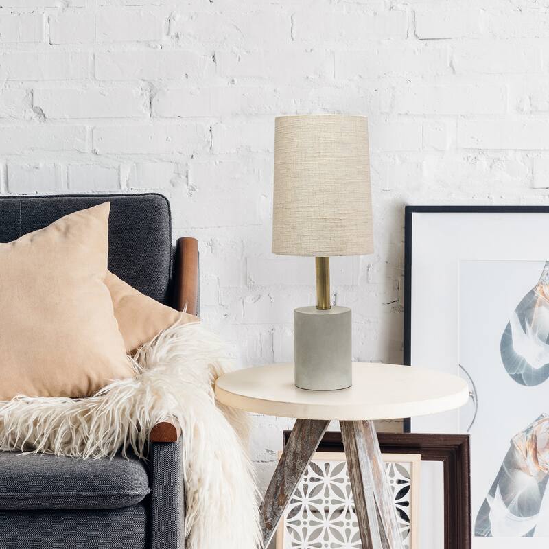 18.5 in. Gray Finish Table Lamp with Beige Shade, Sturdy Table Lamp for Living Rooms and Bedrooms