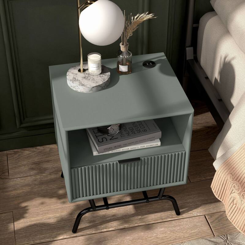 DH BASIC Modern 18-inch 1-Drawer Coffee Table with USB Ports by Denhour