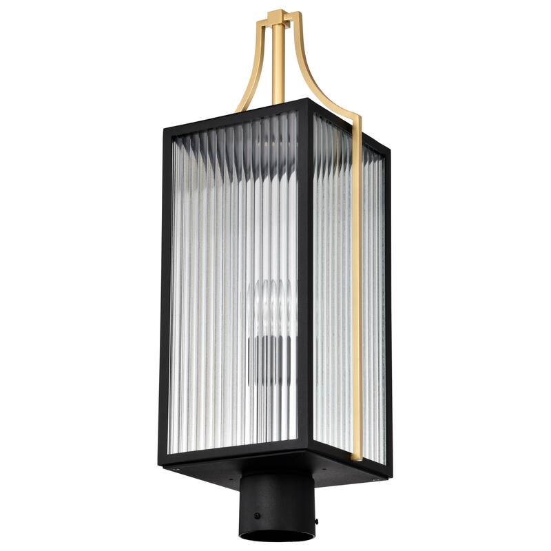 Holden Outdoor Post Lantern Gold and Black Finish Clear Glass