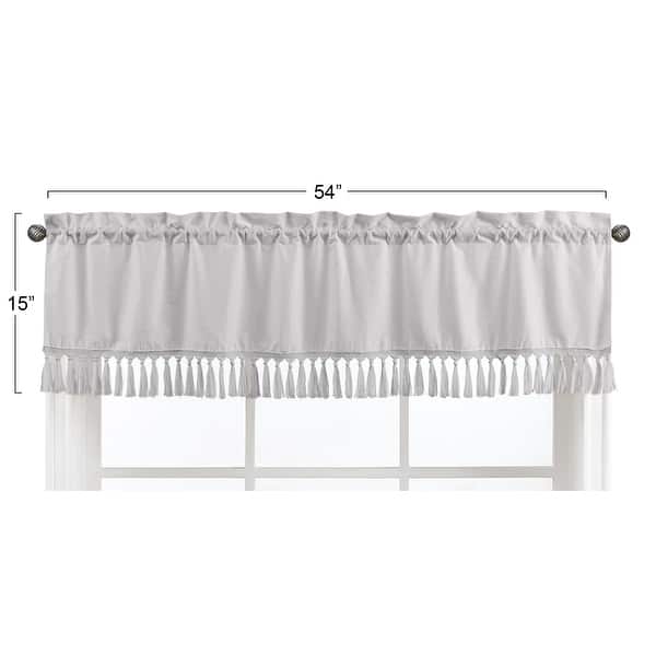 Grey Boho Bohemian Collection Window Curtain Valance - Solid Color Gray Farmhouse Chic Unisex Minimalist Cotton Gender Neutral