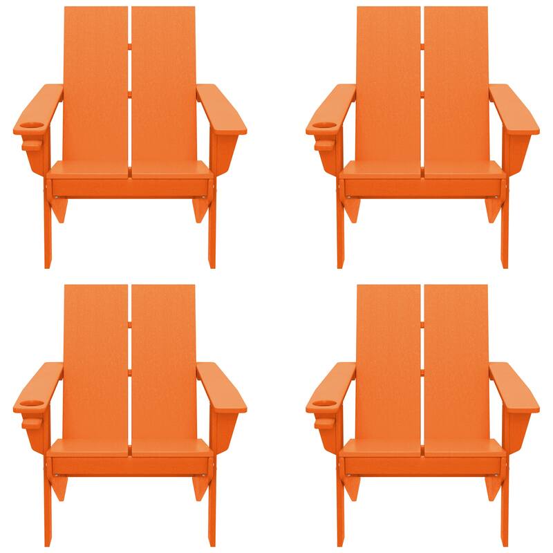 Coastin Modern Poly Adirondack Chair (Set of 4), Black