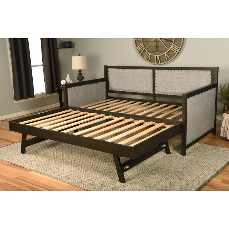 Somette Sloane Daybed in Graystone Finish includes Pop Up Trundle and Mattresses