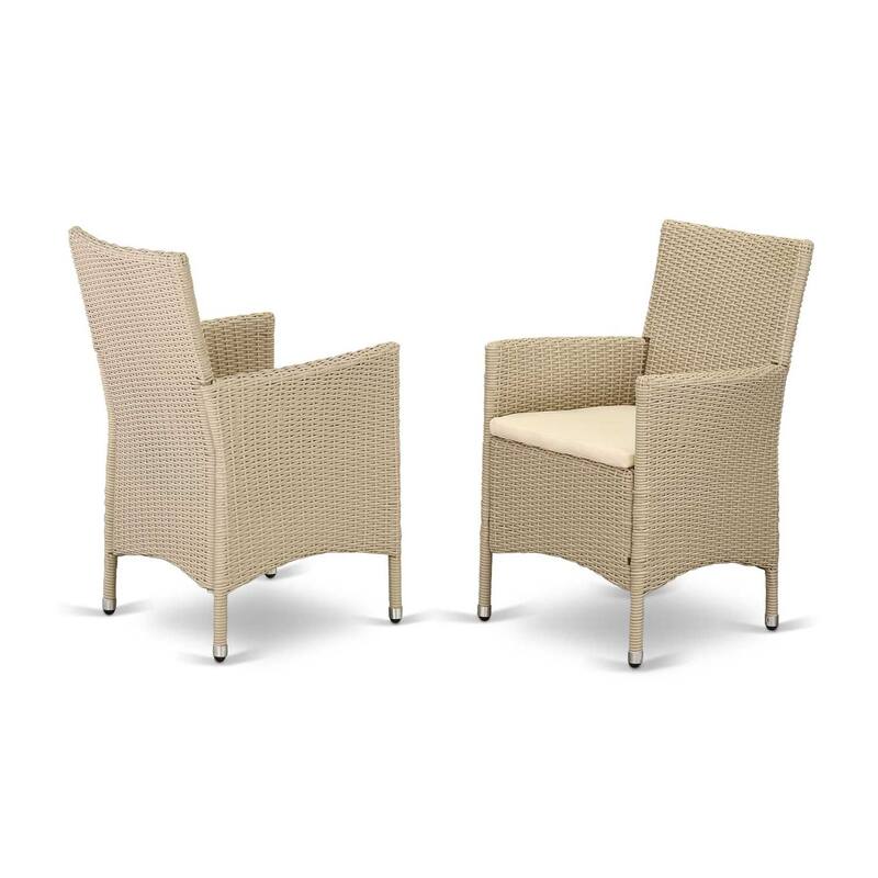 Outdoor Patio Wicker Chair - Cream Finish - Weather Resistant Seating - 35.5