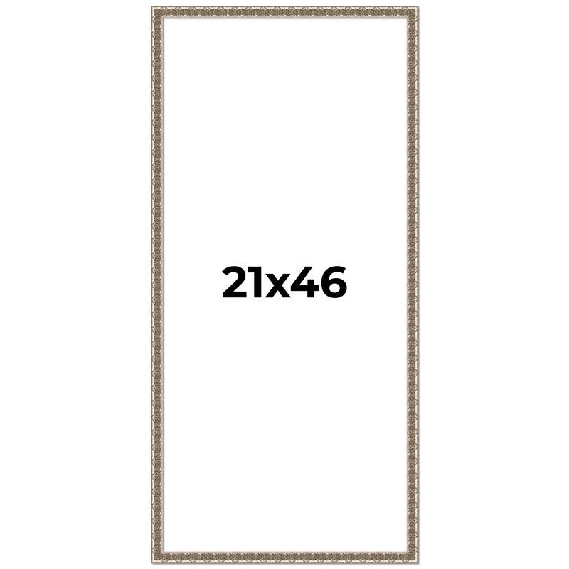21x46 Frame Silver Versailles Ornate Solid Wood Picture Frame | 1 Inch