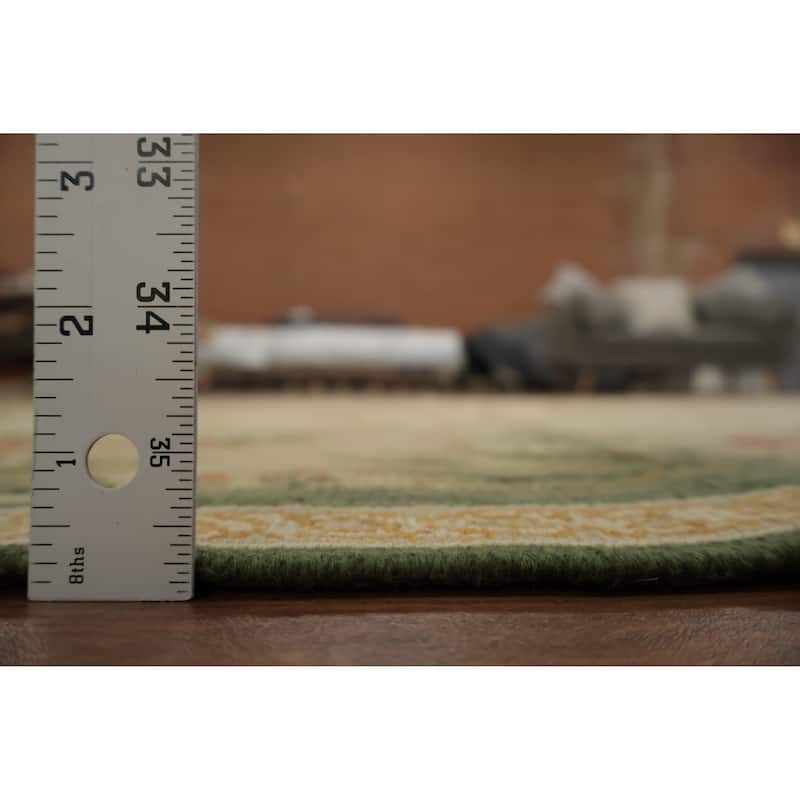 Hand Knotted Oriental 100% Wool Carpet Traditional Floral Beige & Ivories Aubusson Area Rug - 9' 8'' X 7' 6''