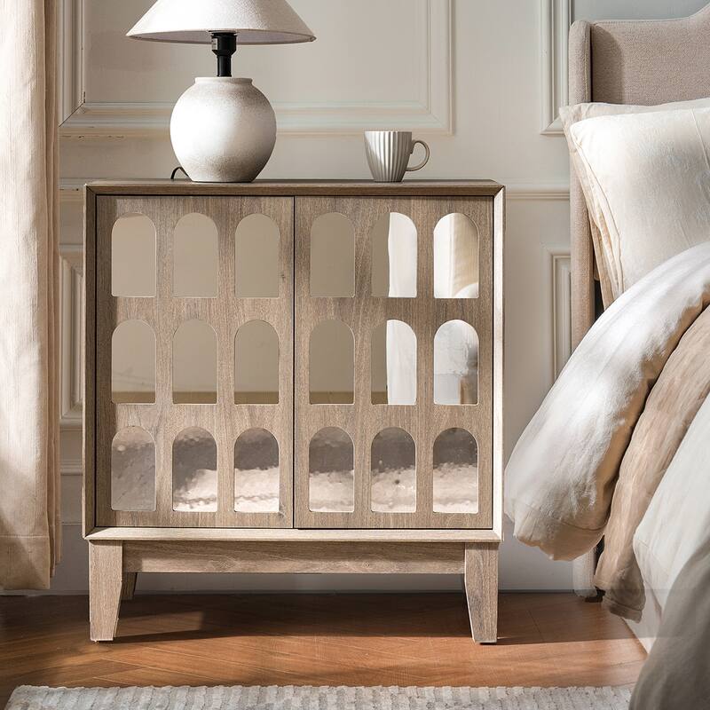 Sideboard Buffet,Mid Century Modern Storage Cabinet with Doors and Shelves, Boho Style Wooden Buffet Cabinet for Living Room - Seadrift