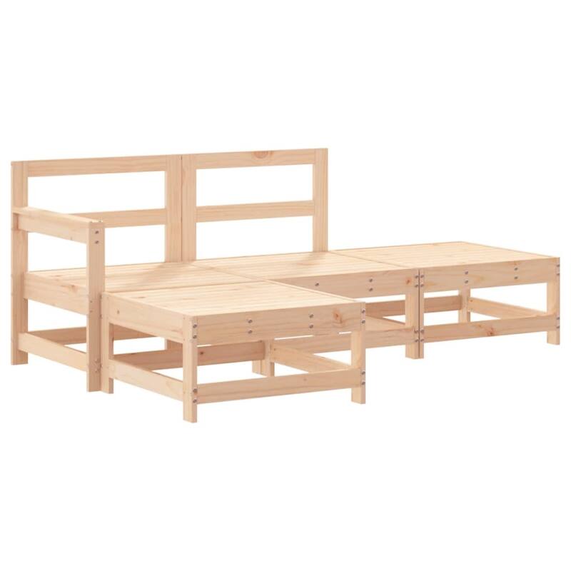vidaXL Patio Lounge Set with Cushions Outdoor Furniture 4 Piece Solid Wood - 24.4x27.8x24.4