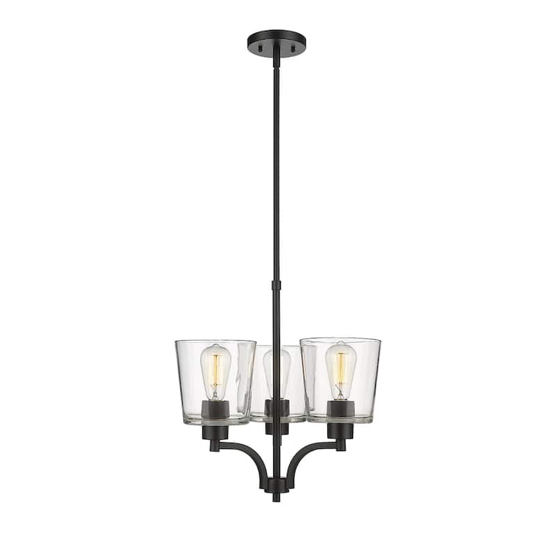 Millennium Lighting Evalon Chandelier with Clear Glass Shades - 3 Light - Matt Black