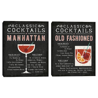 Classic Cocktails Manhattan, Classic Cocktails Old Fashioned by Michael Mullan Canvas Art Prints