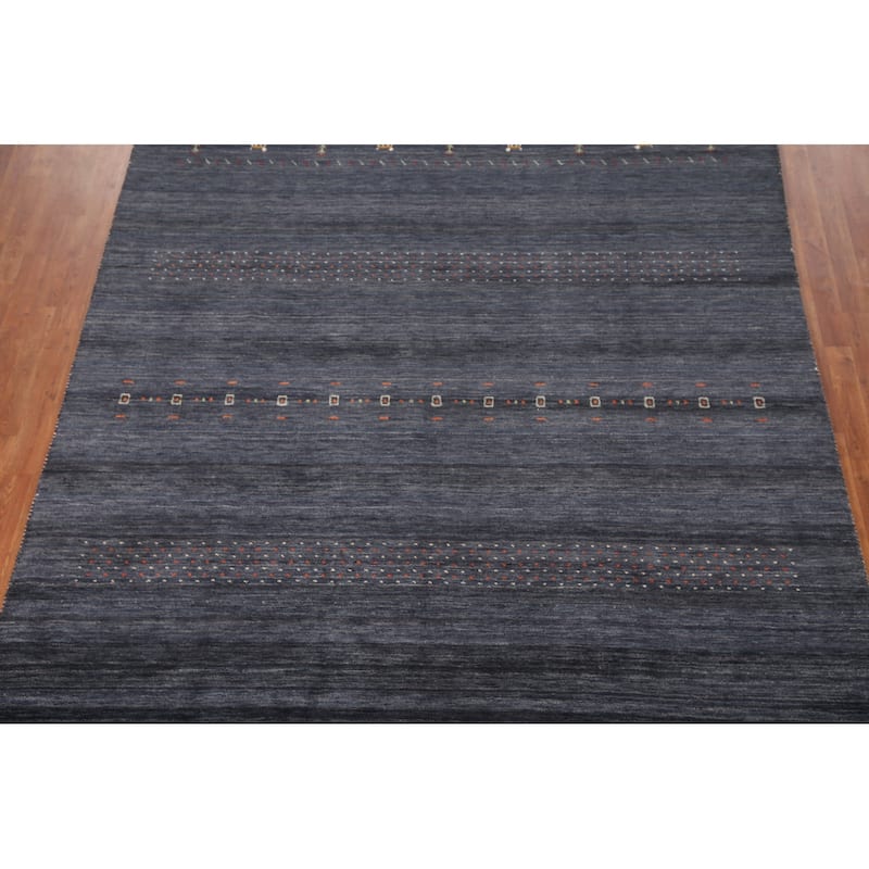 Striped Gabbeh Oriental Area Rug Handmade Wool Carpet - 8'0" x 9'9"