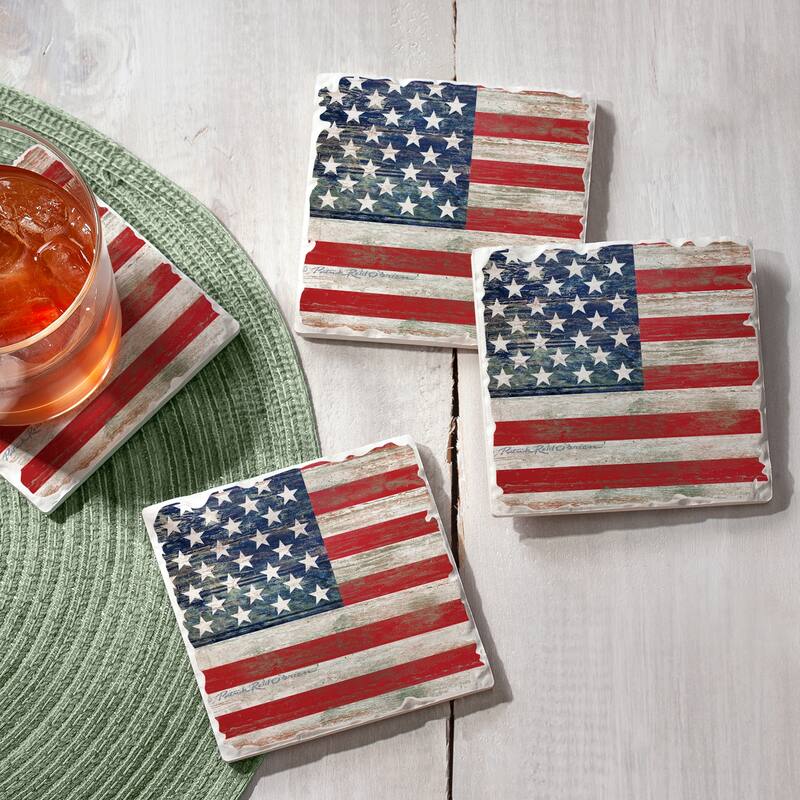 Counterart Absorbent Stone Coasters - Americana - Set of 4 - 4x4x1.174