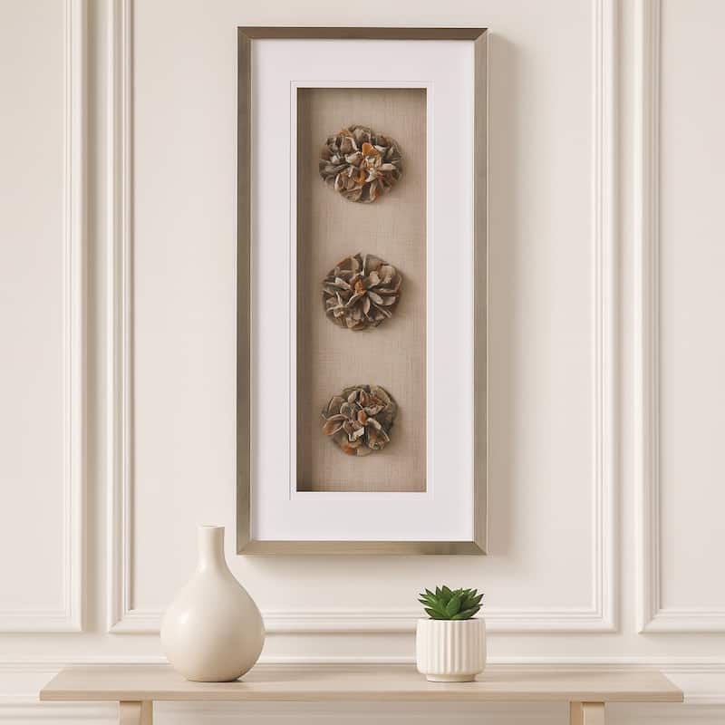 Agate Canvas Art Rectangle Textured Floral Wood Frame - 2" Brown