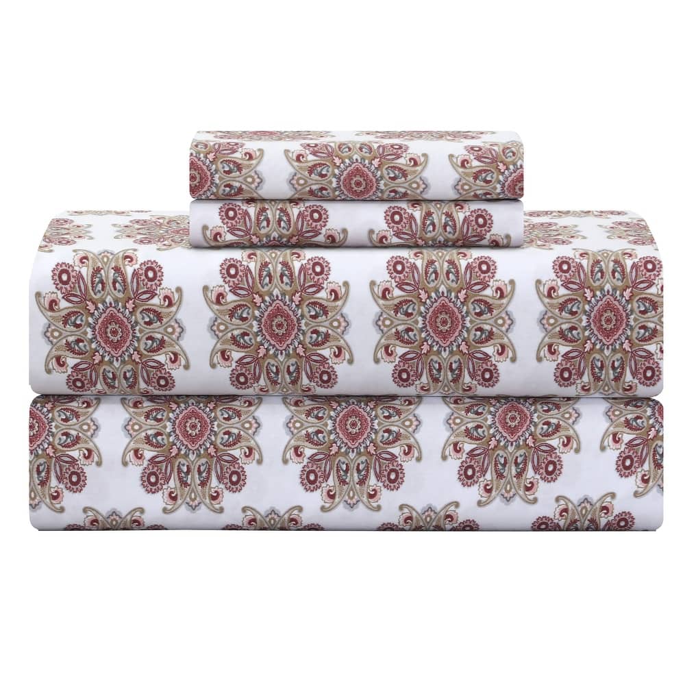300 Thread Count Cotton Sateen Weave Printed Sheet Set