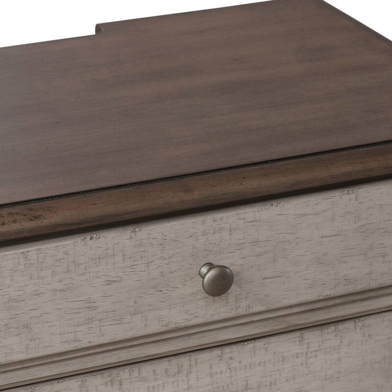 Ivy Hollow Weathered Linen 3-Drawer Night Stand with Charging Station