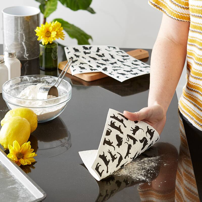 DII Black & White Swedish Dishcloth, 3 Piece