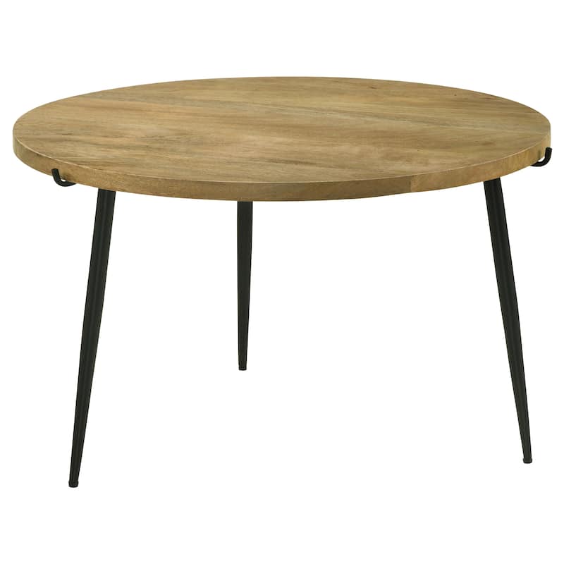 Pilar Round Solid Wood Top Coffee Table Natural and Black - Wood - Natural