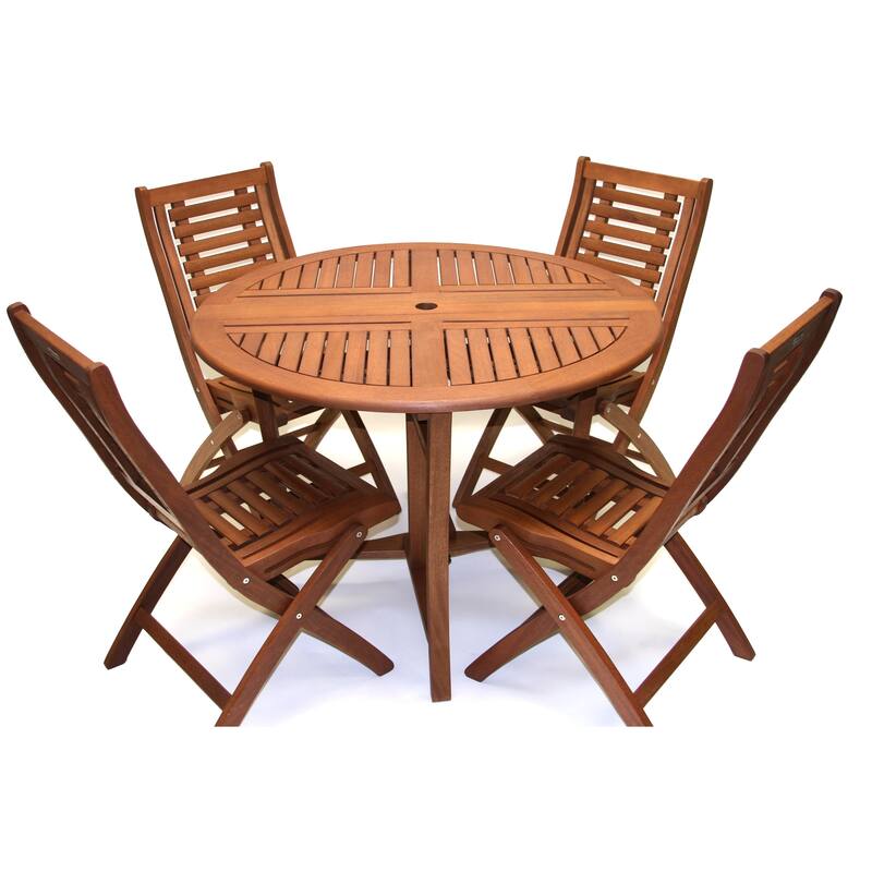 Eilaf 43" Round Eucalyptus Folding Table - N/A